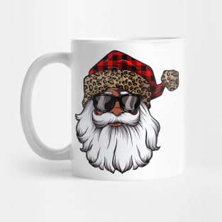 African American Santa Claus Black Christmas Leopard Xmas Mug